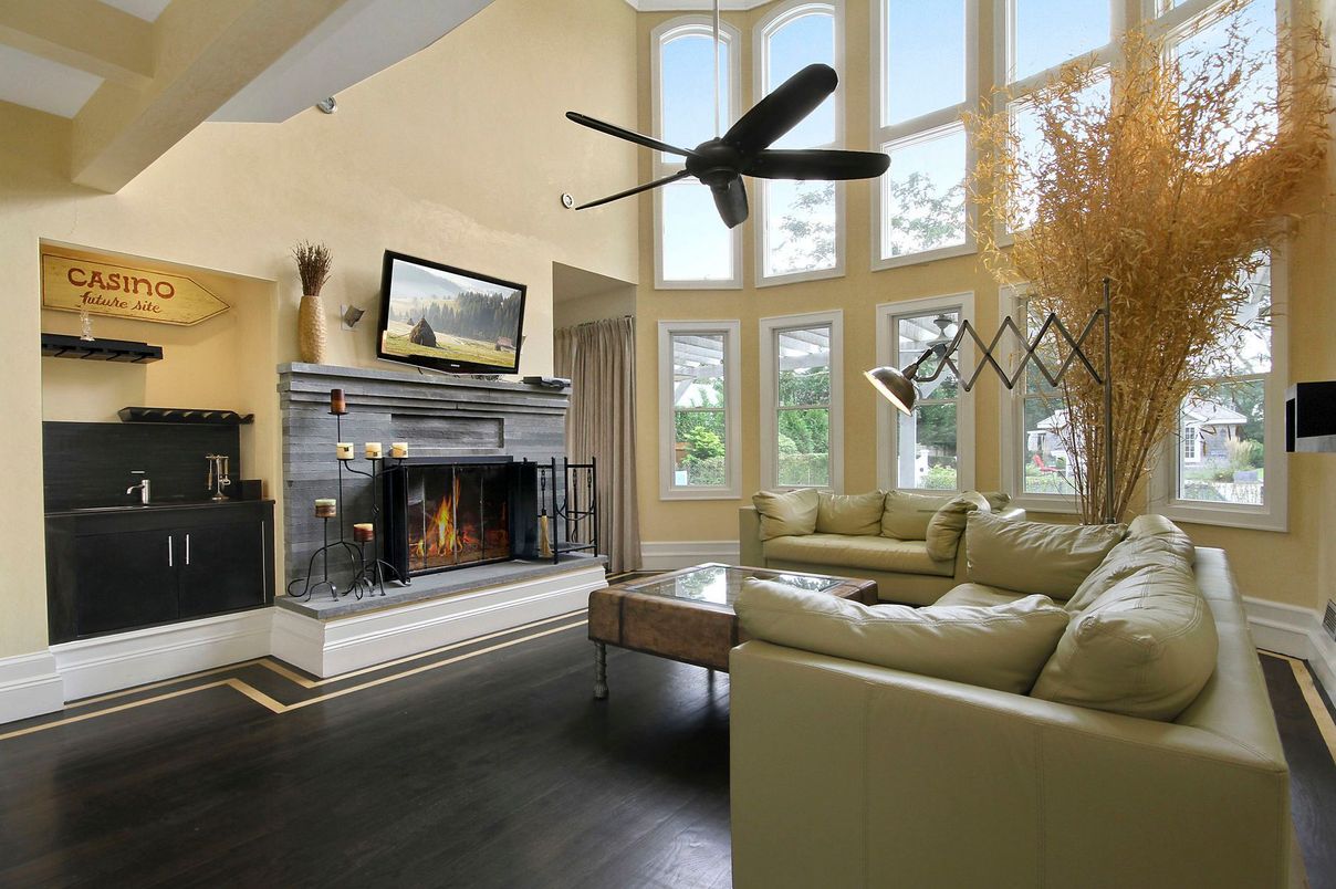 Fireplace, Interior, Living room, Wood Texture Flooring