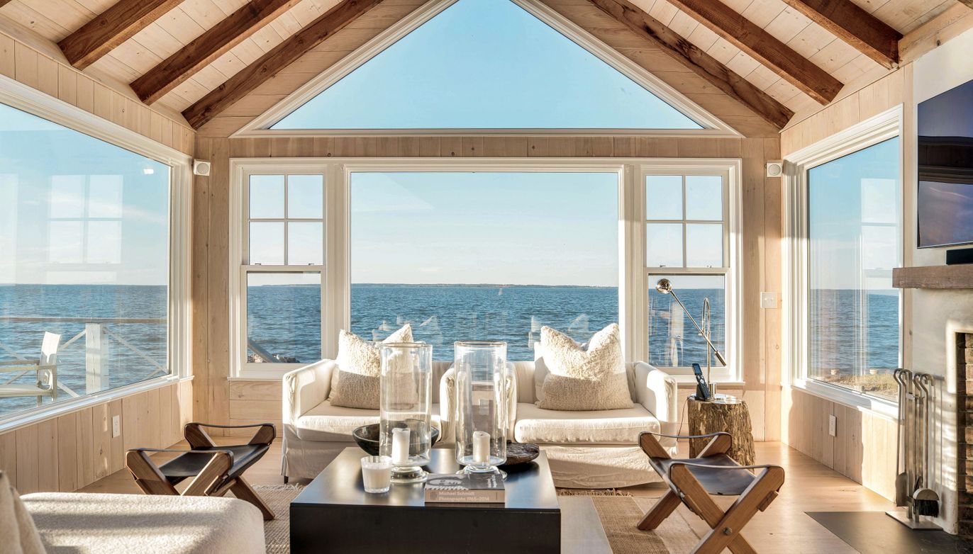 Interior, Living room, Water, Wooden Beams, Wooden Ceilings, Wood Texture Flooring