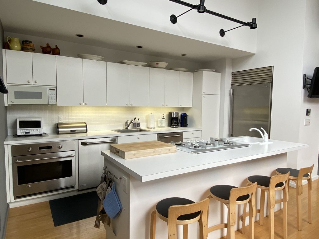 Interior, Kitchen, Stainless Steel Appliances, Wood Texture Flooring