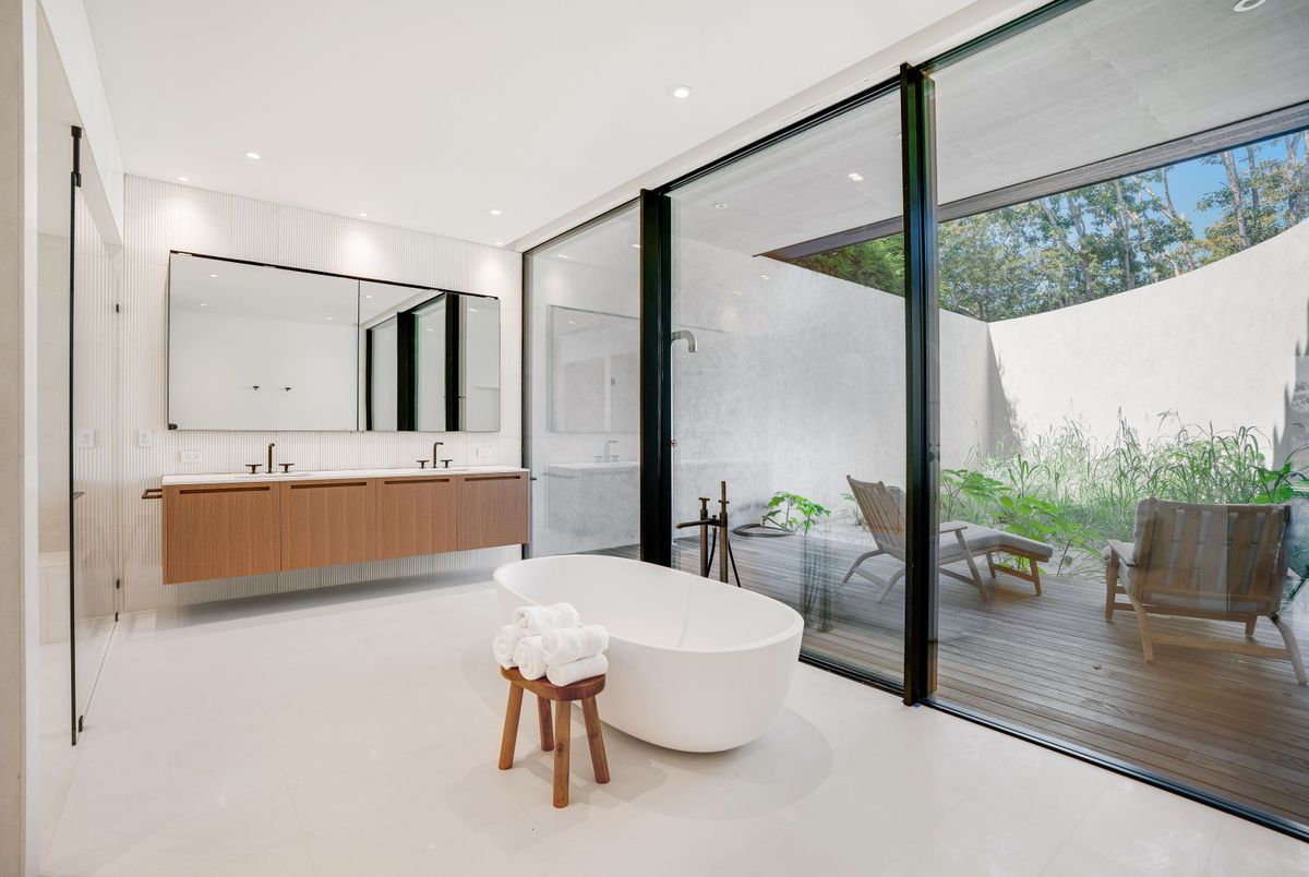 Bathroom, Dual Sink Vanities, Free Standing Baths, Glass Shower, Interior, Recessed Lighting