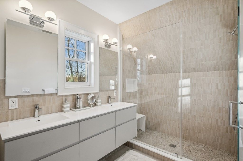 Bathroom, Dual Sink Vanities, Glass Shower, Interior