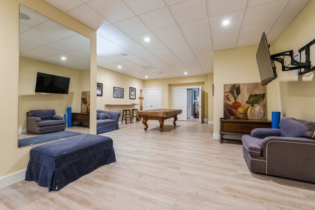 Billiard Table, Game Room, Interior, Recessed Lighting, Wood Texture Flooring