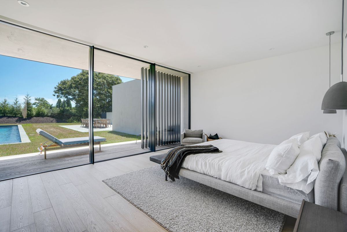 Bedroom, Interior, Pendant Lights, Recessed Lighting, Wood Texture Flooring