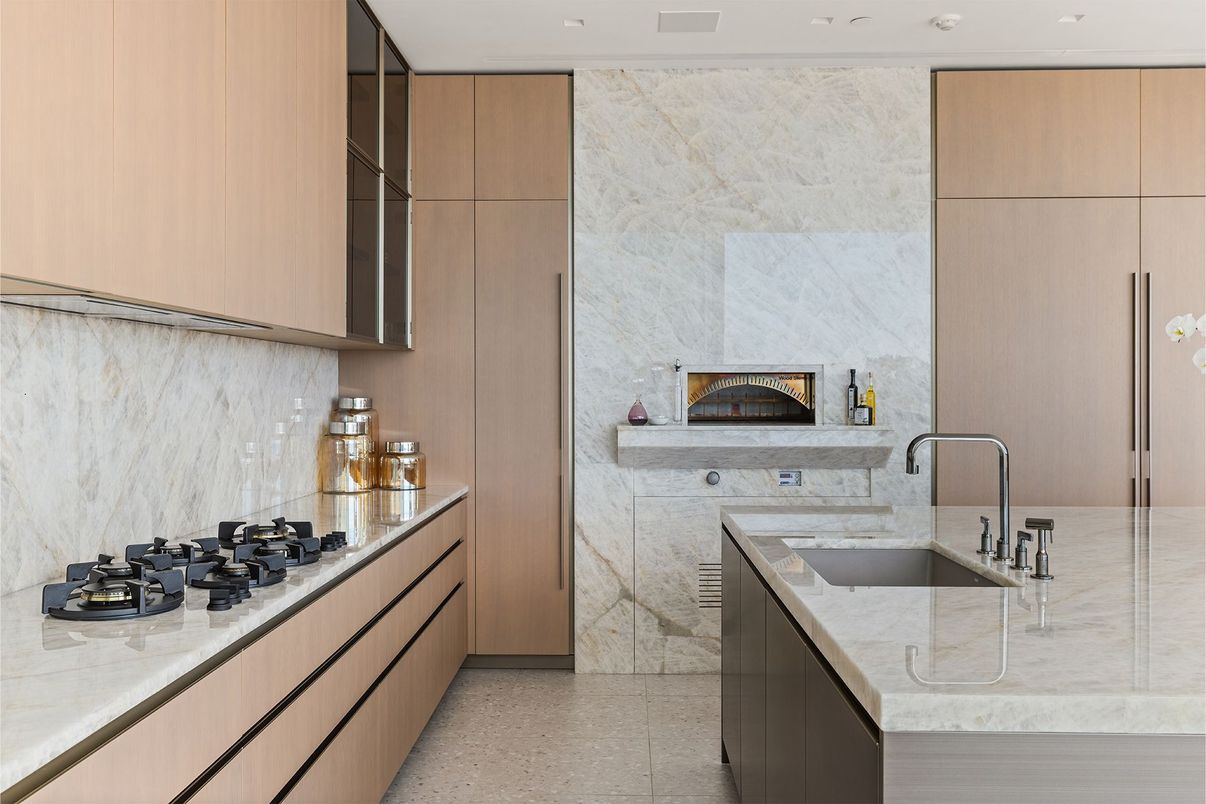 Interior, Kitchen, Marble Walls, Recessed Lighting