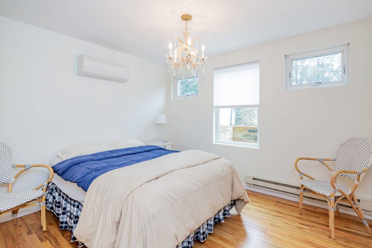 Bedroom, Chandelier, Interior, Wood Texture Flooring