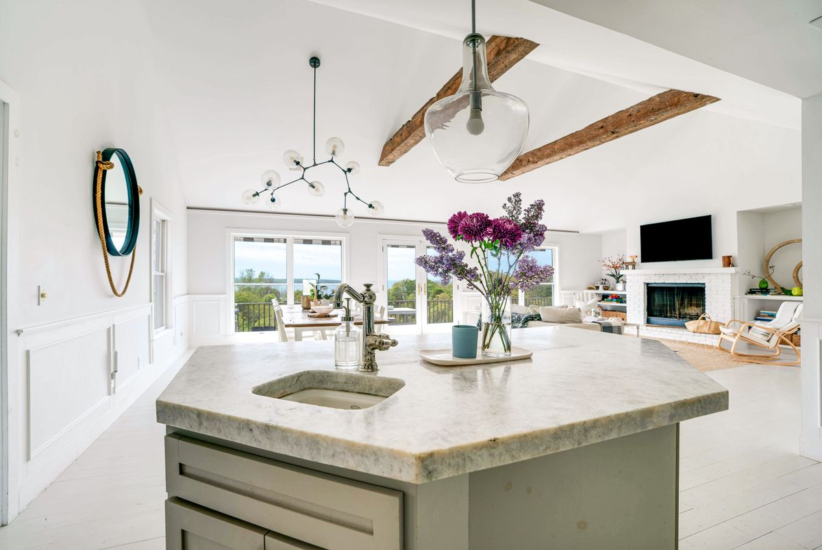 Fireplace, Interior, Living room, Pendant Lights, Wooden Beams, Wood Texture Flooring