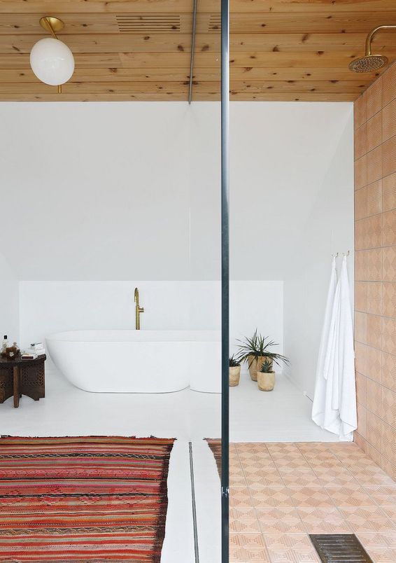Bathroom, Interior, Wooden Ceilings
