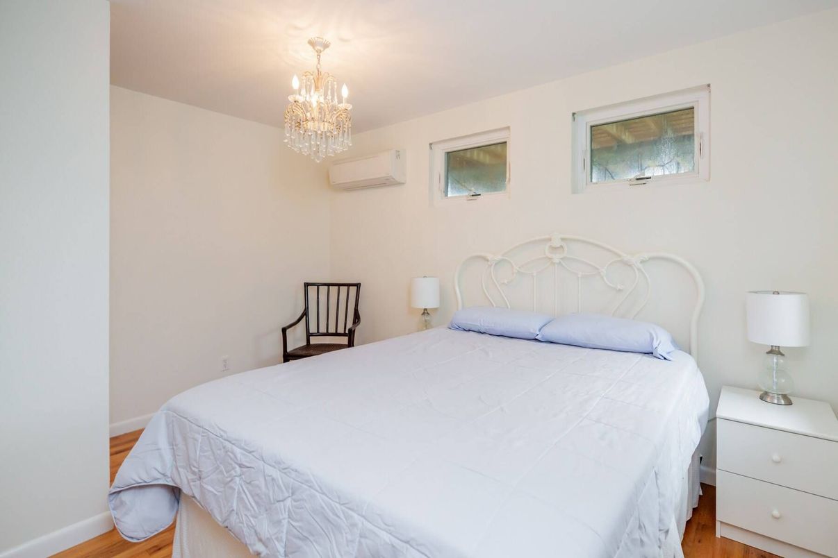 Bedroom, Chandelier, Interior, Wood Texture Flooring