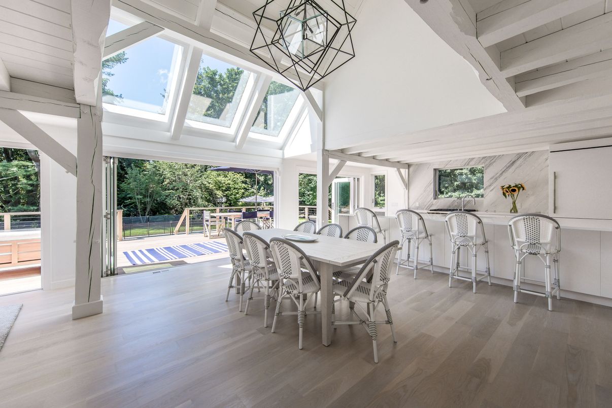 Dining room, Glass Ceilings, Interior, Sun Room, Wood Texture Flooring