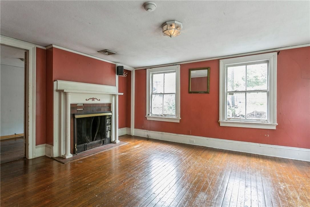 Empty room, Fireplace, Interior, Wood Texture Flooring