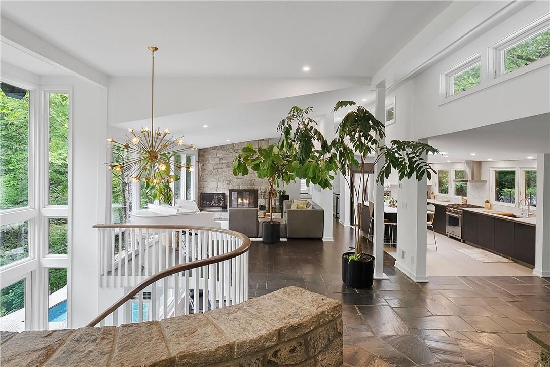 Fireplace, Interior, Living room, Pendant Lights, Recessed Lighting