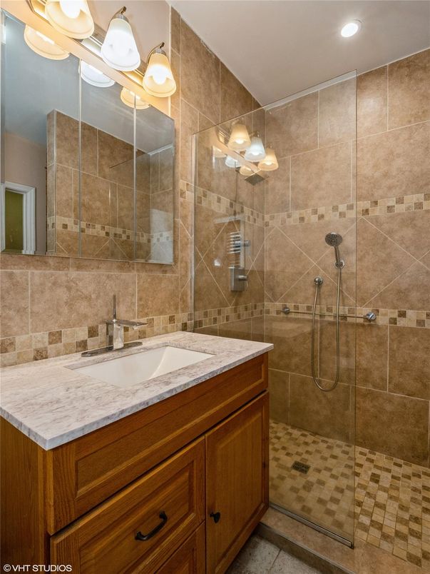 Bathroom, Dual Sink Vanities, Glass Shower, Interior, Recessed Lighting