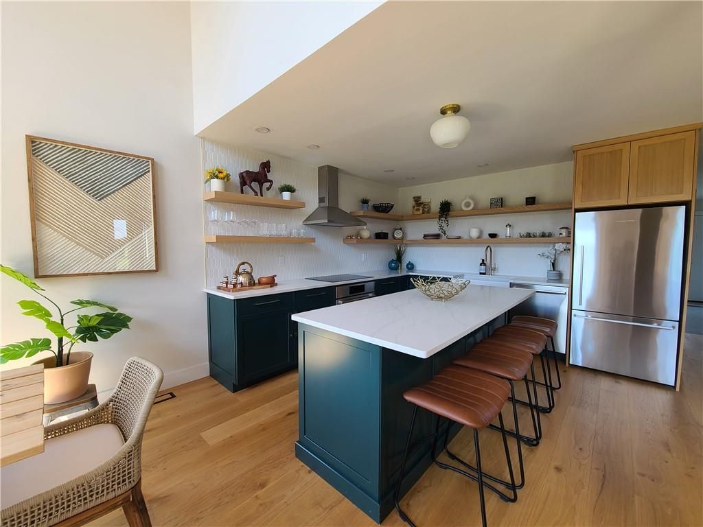 Interior, Kitchen, Stainless Steel Appliances, Wood Texture Flooring