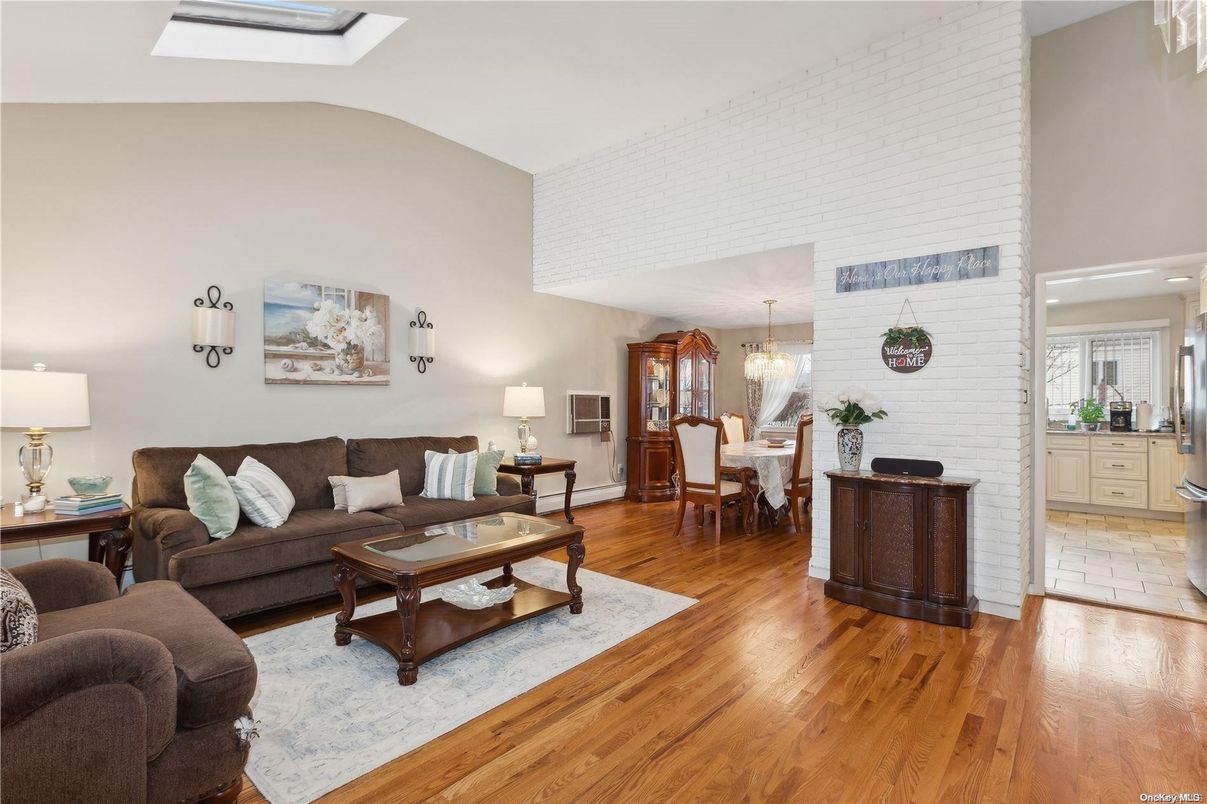 Chandelier, Dining room, Interior, Living room, Stone Walls, Wood Texture Flooring