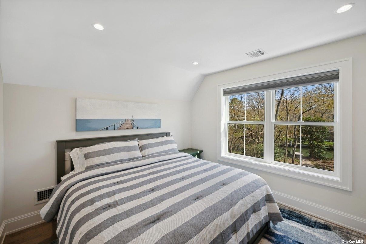 Bedroom, Interior, Recessed Lighting, Water, Wood Texture Flooring