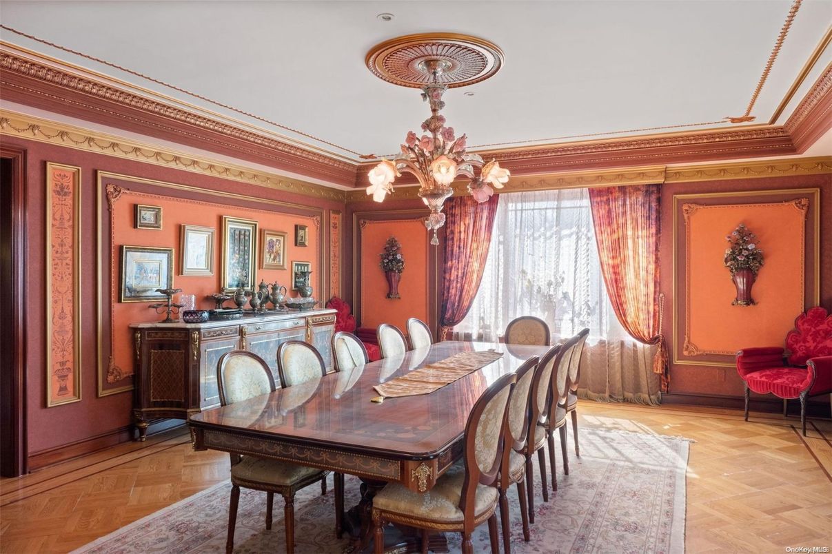 Chandelier, Dining room, Interior, Wood Texture Flooring