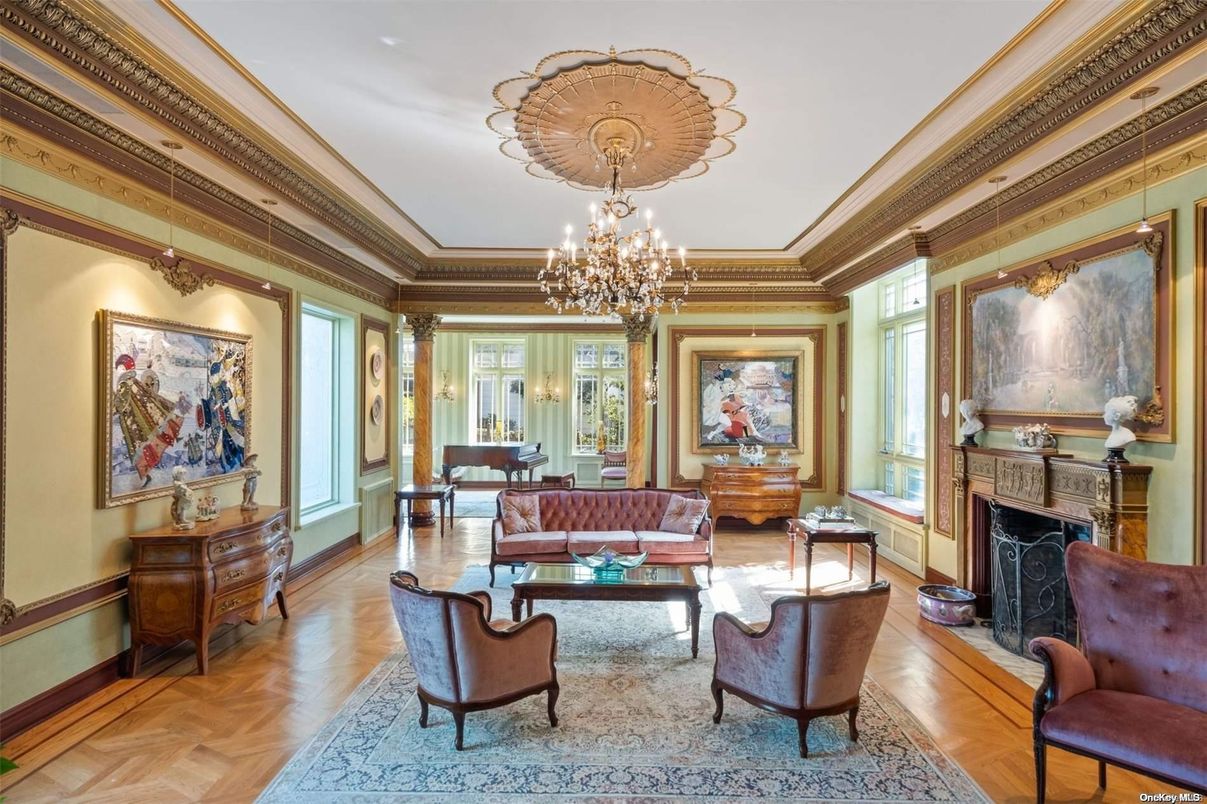 Chandelier, Fireplace, Interior, Living room, Wood Texture Flooring