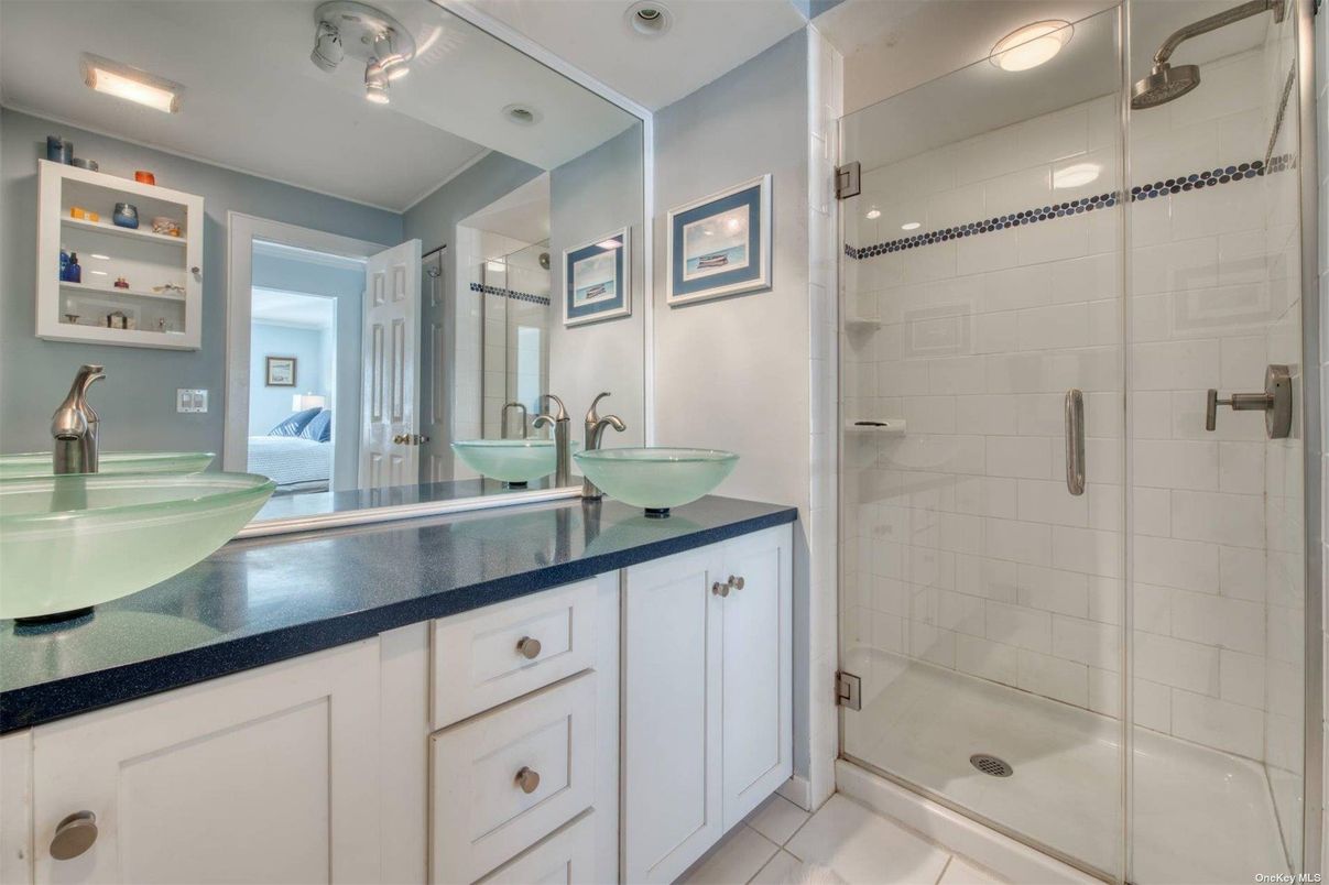Bathroom, Dual Sink Vanities, Glass Shower, Interior, Recessed Lighting