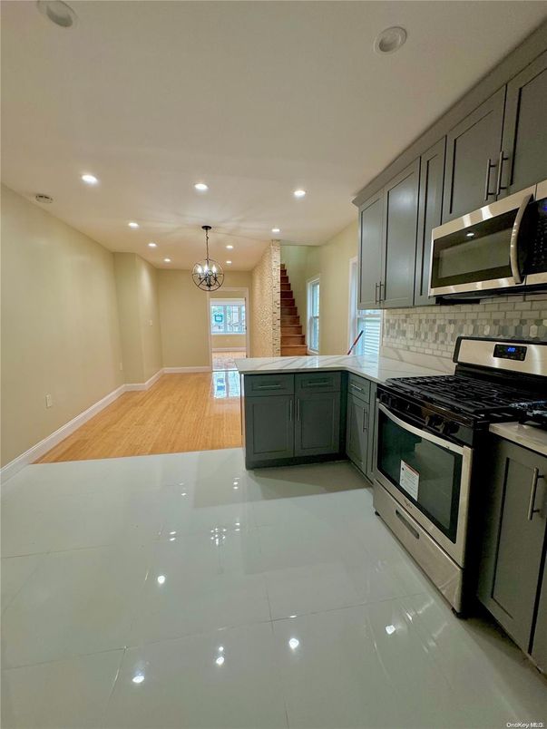 Chandelier, Interior, Kitchen, Recessed Lighting, Wood Texture Flooring