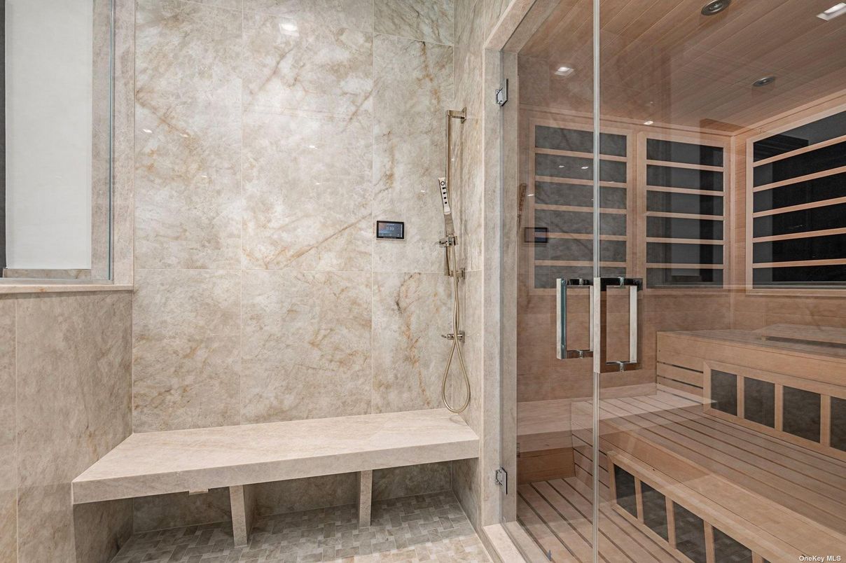 Bathroom, Glass Shower, Interior, Recessed Lighting, Sauna Room