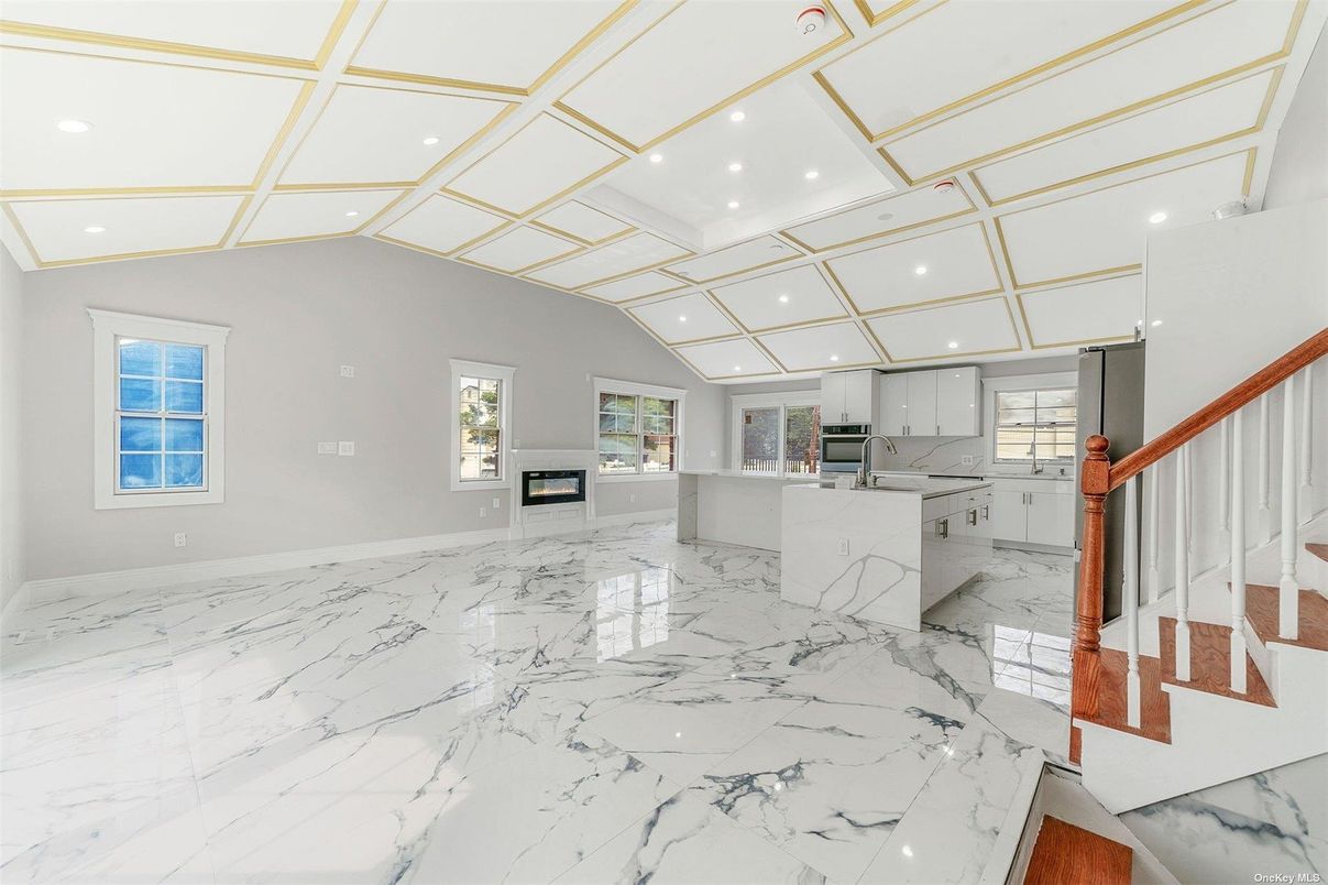 Empty room, Interior, Kitchen, Marble, Recessed Lighting