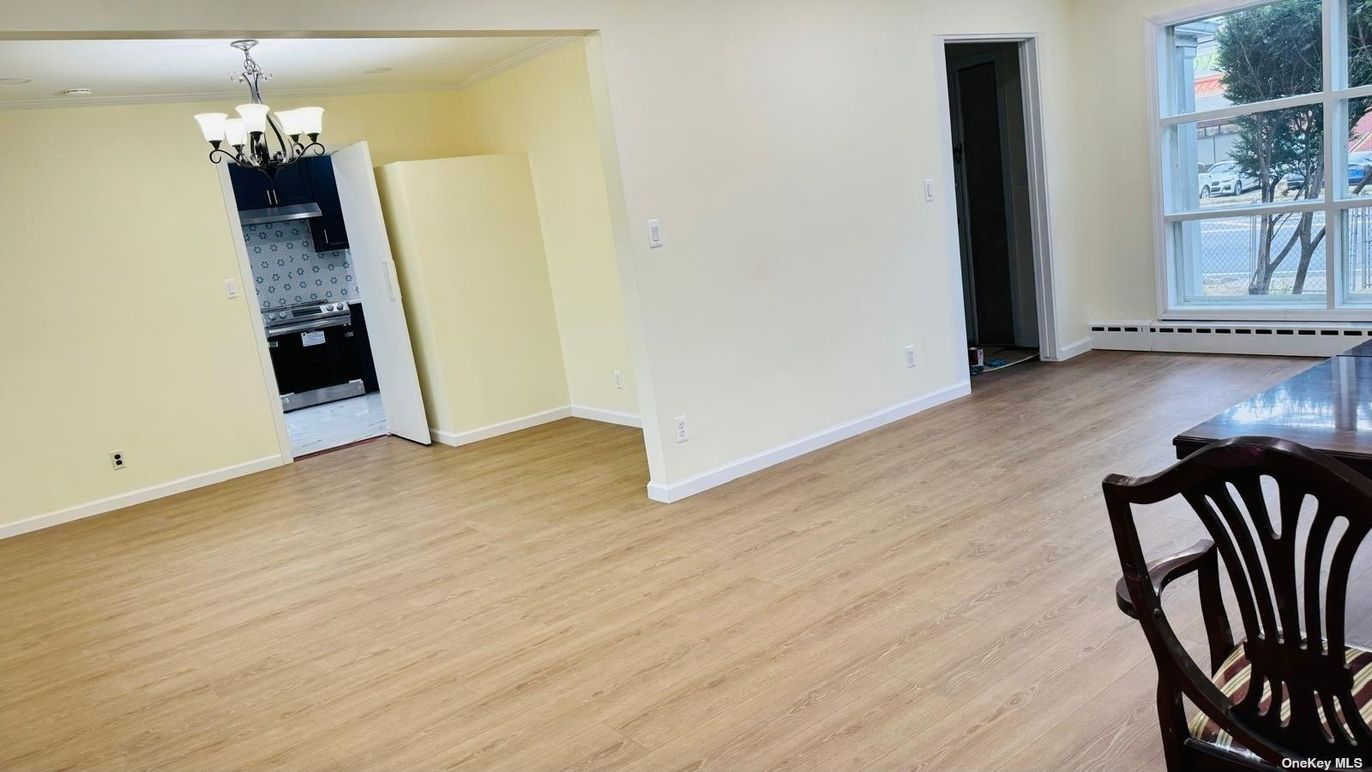 Chandelier, Empty room, Interior, Kitchen, Wood Texture Flooring