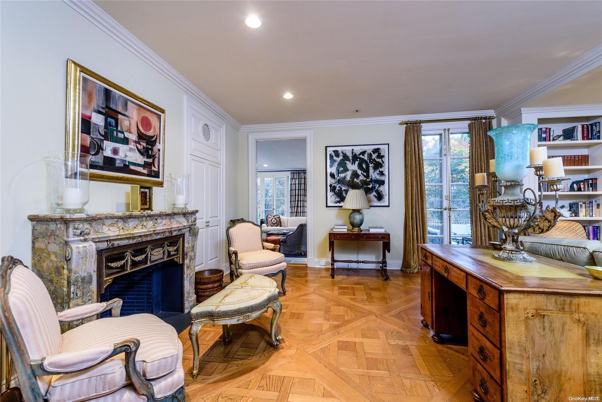 Fireplace, Interior, Recessed Lighting, Wood Texture Flooring