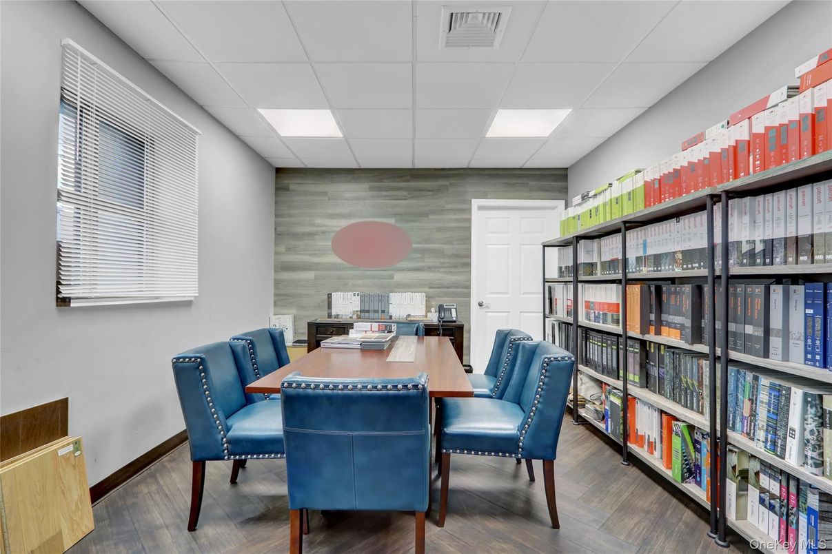 Home Office, Interior, Recessed Lighting, Wood Texture Flooring, Wooden Walls