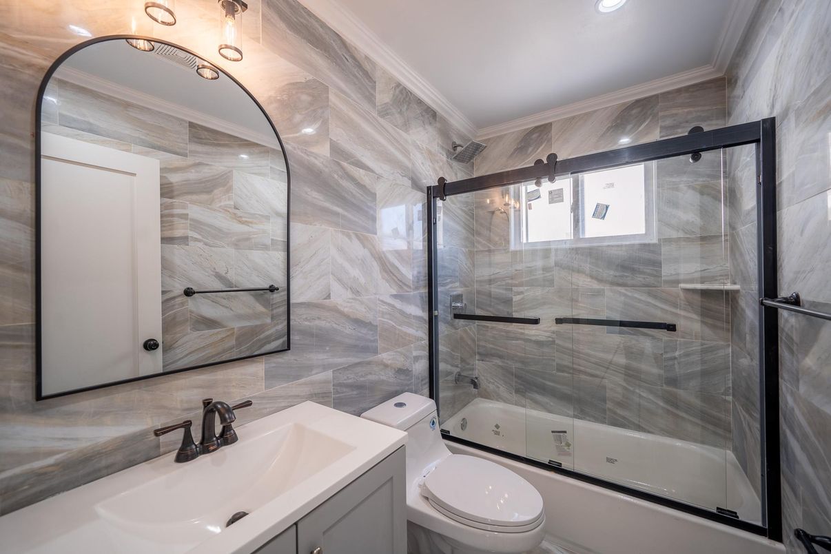 Bathroom, Glass Shower, Interior, Recessed Lighting
