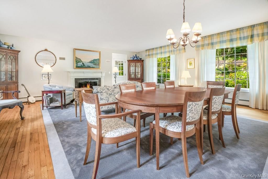 Chandelier, Dining room, Fireplace, Interior, Living room, Wood Texture Flooring