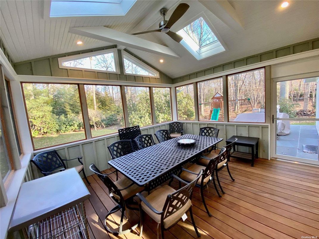 Dining room, Interior, Recessed Lighting, Sun Room, Wood Texture Flooring