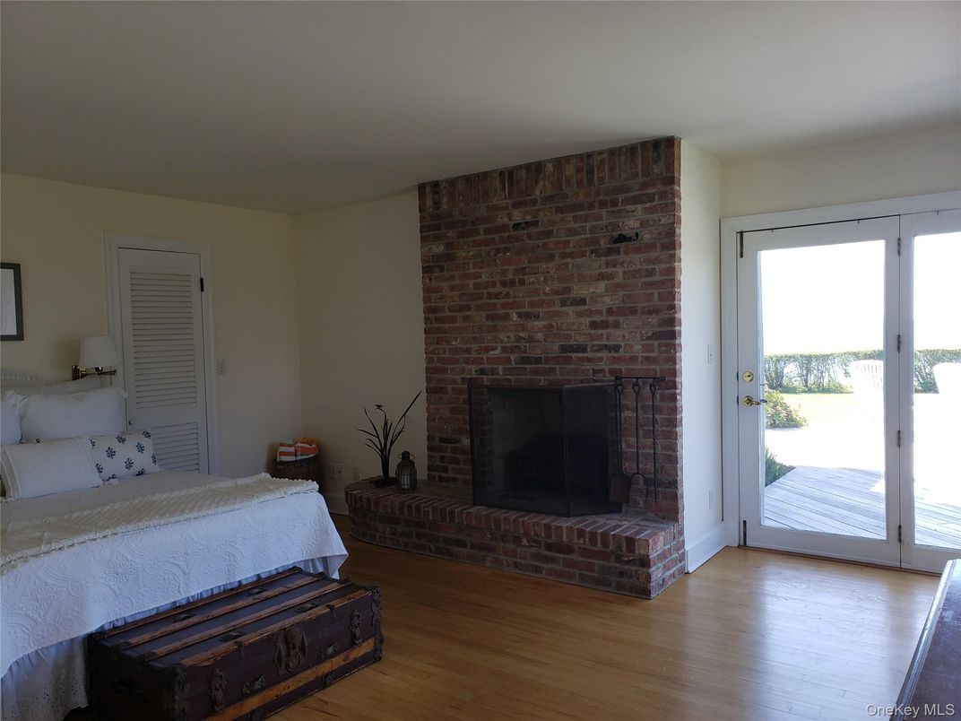 Bedroom, Fireplace, Interior, Stone Walls, Wood Texture Flooring