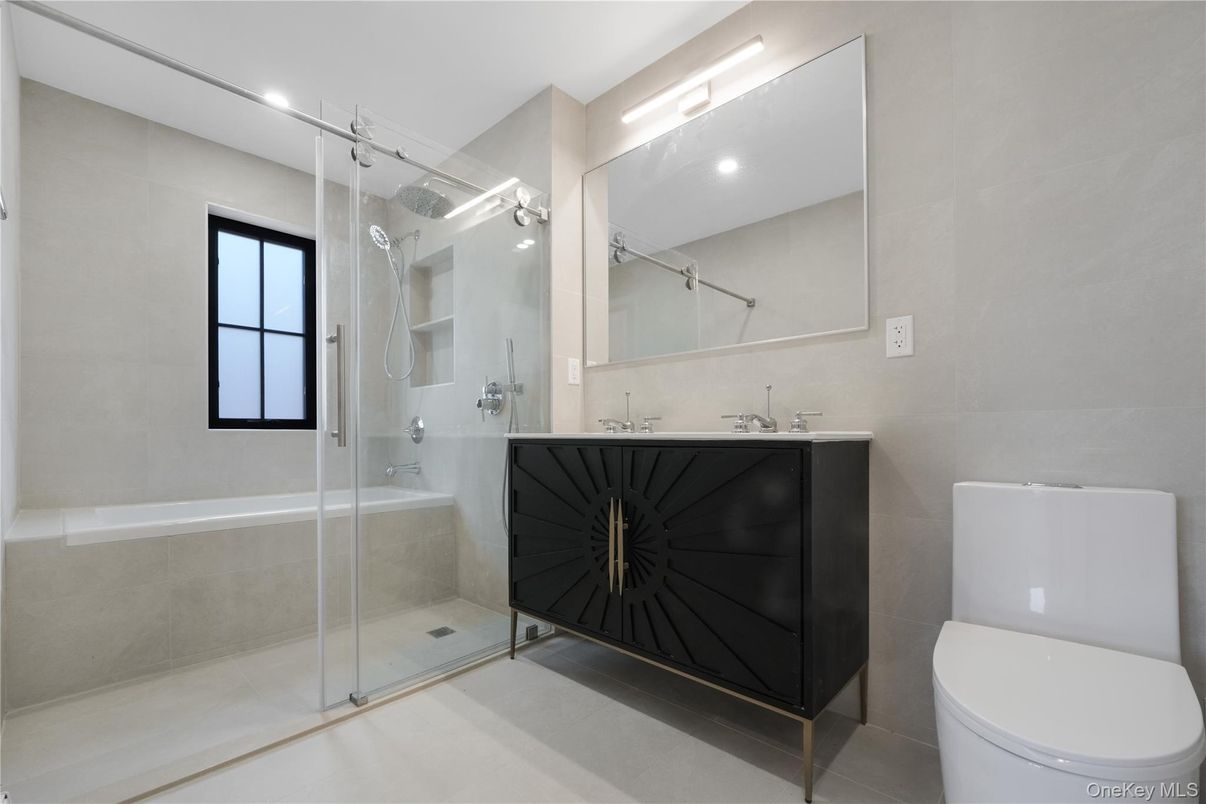 Bathroom, Glass Shower, Interior, Recessed Lighting