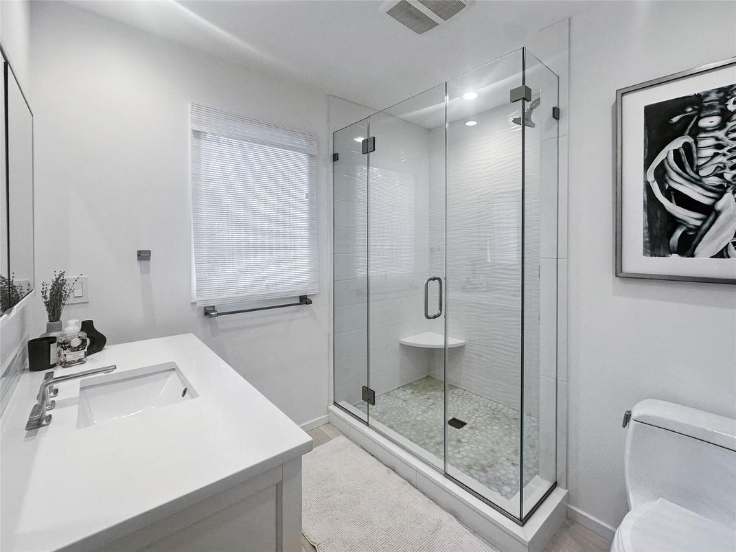Bathroom, Glass Shower, Interior, Recessed Lighting