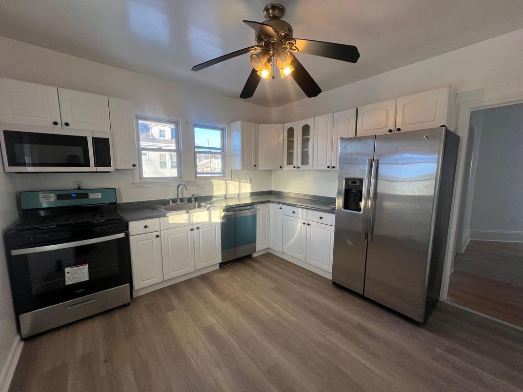 Interior, Kitchen, Stainless Steel Appliances, Wood Texture Flooring
