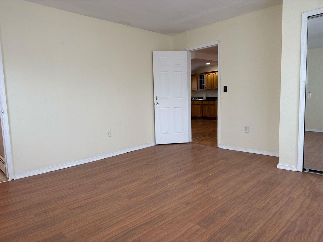 Empty room, Interior, Kitchen, Recessed Lighting, Wood Texture Flooring