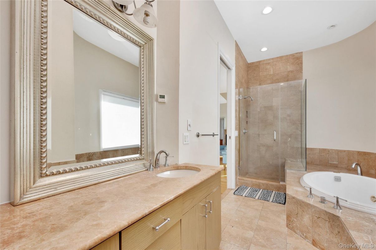 Bathroom, Dual Sink Vanities, Glass Shower, Interior, Recessed Lighting