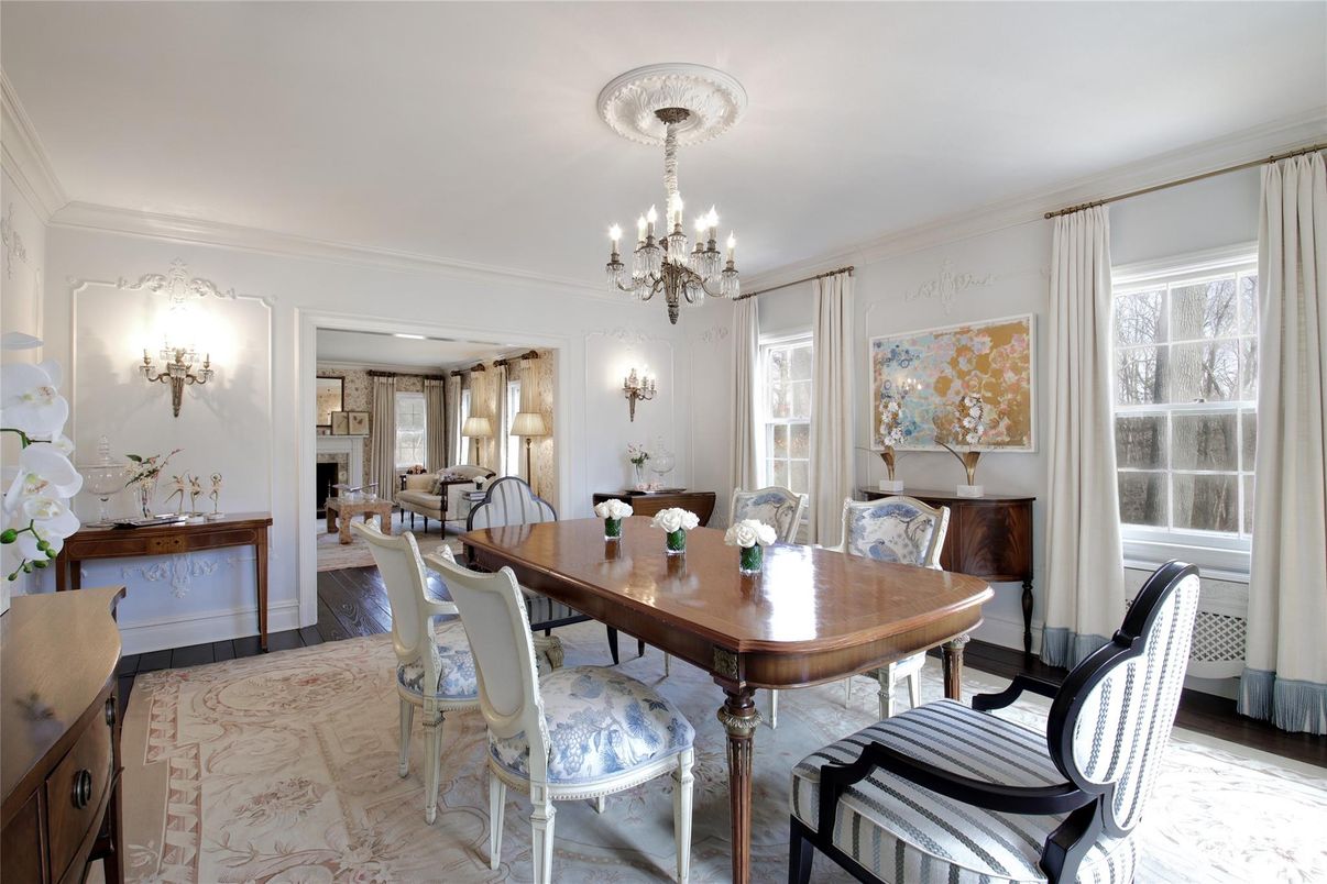 Chandelier, Dining room, Fireplace, Interior, Living room, Wood Texture Flooring