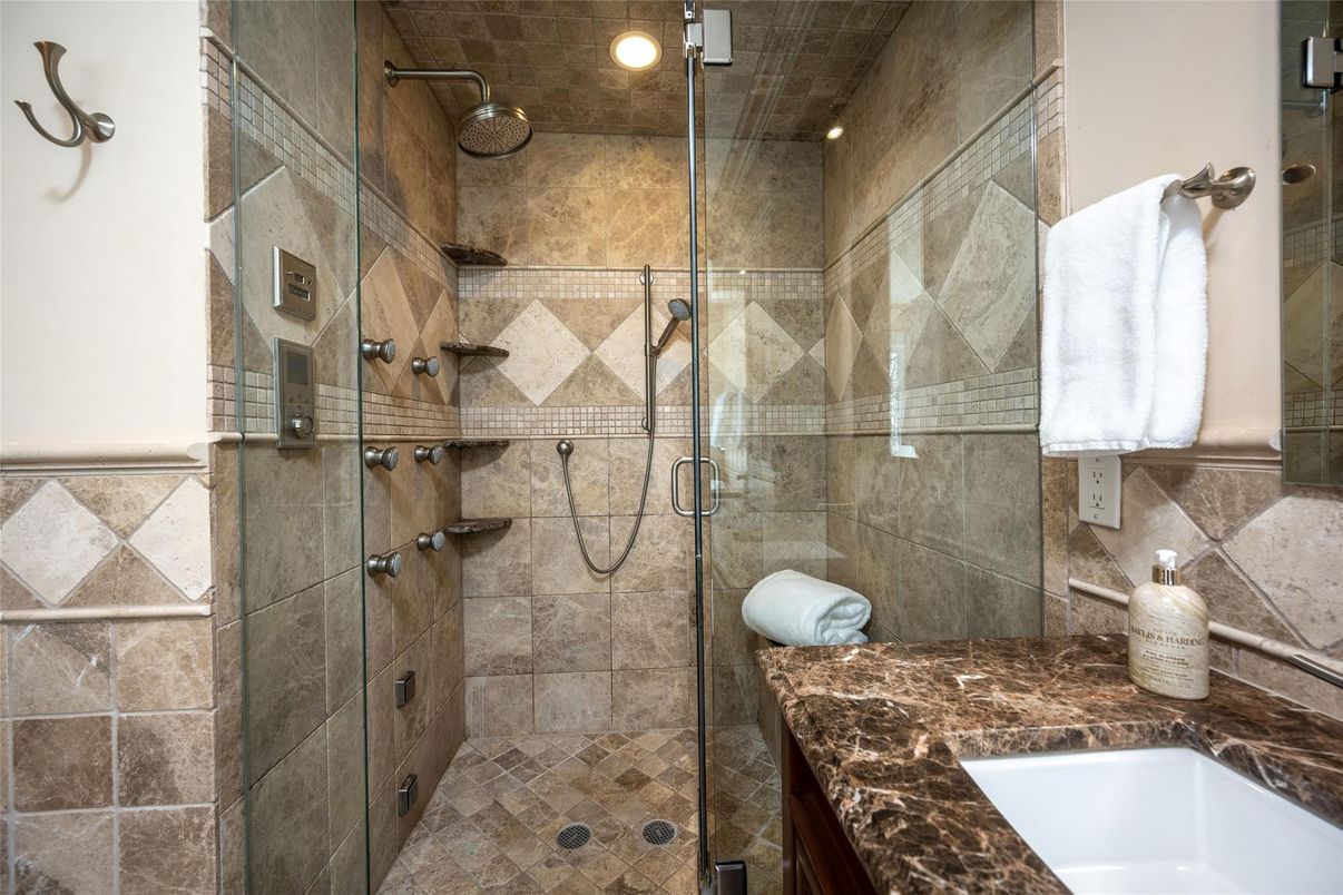 Bathroom, Glass Shower, Interior, Recessed Lighting