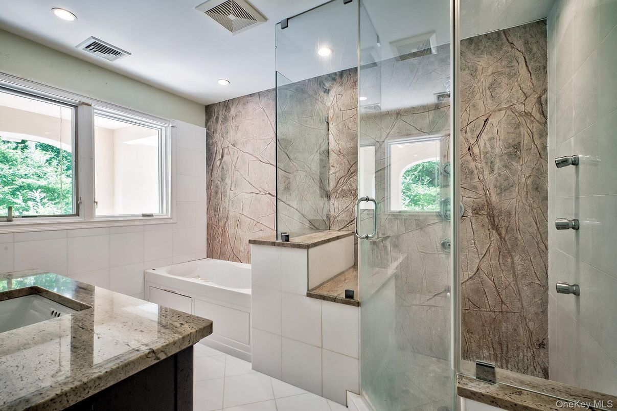 Bathroom, Glass Shower, Interior, Recessed Lighting