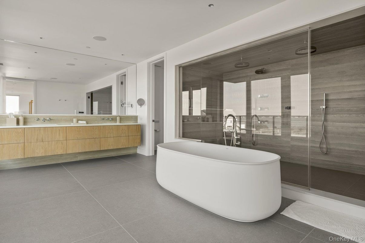 Bathroom, Dual Sink Vanities, Free Standing Baths, Glass Shower, Interior, Recessed Lighting