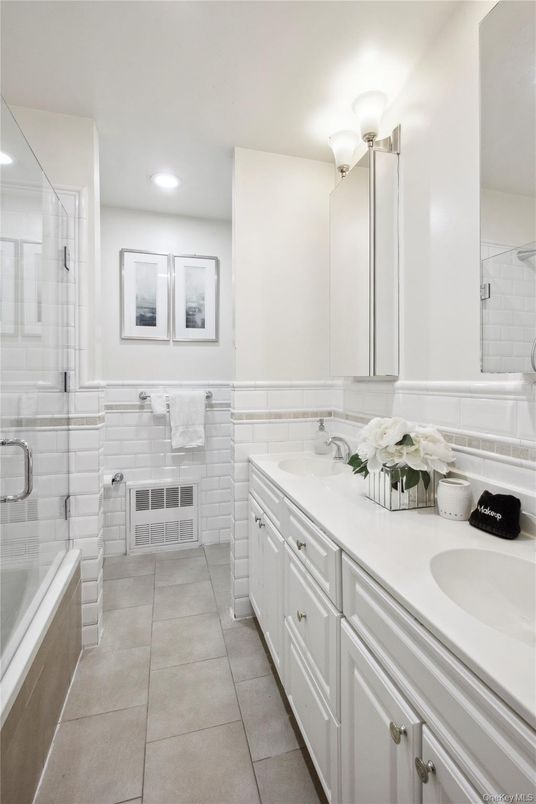 Bathroom, Dual Sink Vanities, Glass Shower, Interior, Recessed Lighting