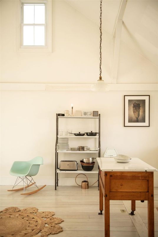 Home Office, Interior, Pendant Lights, Wood Texture Flooring