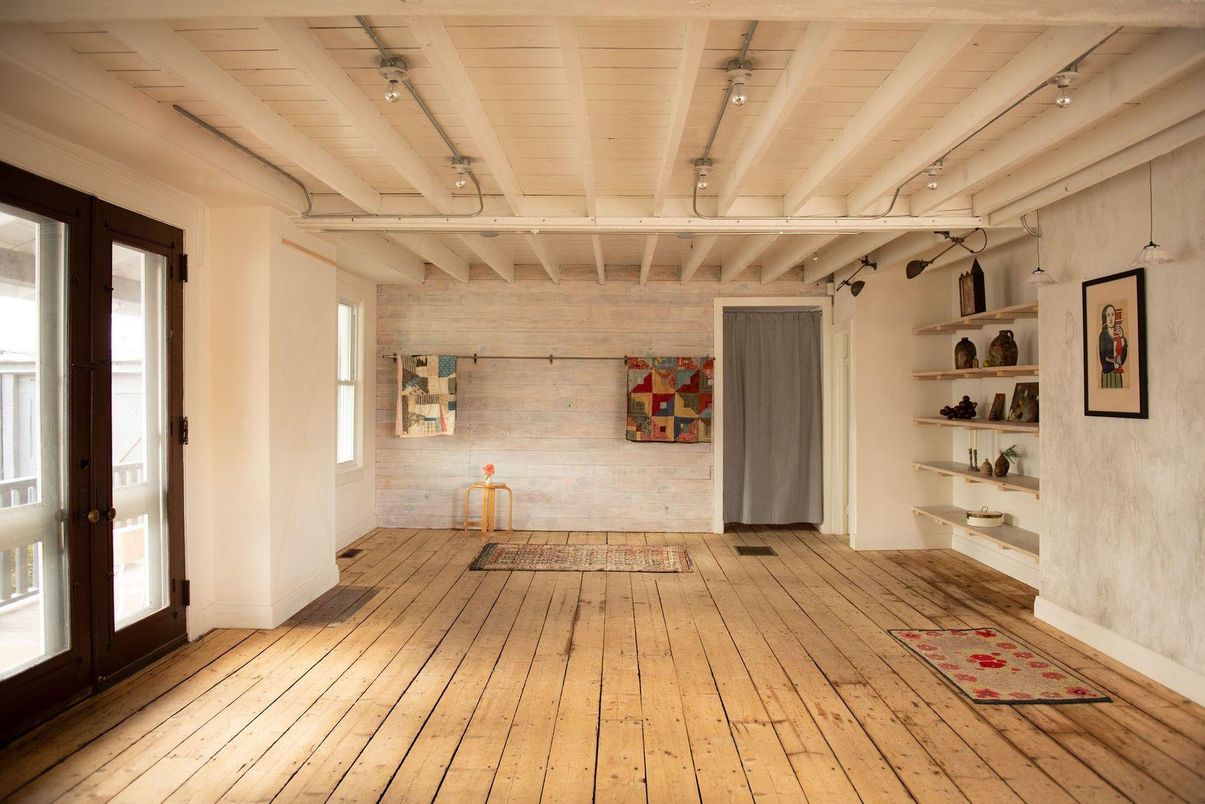 Interior, Stone Walls, Wood Texture Flooring