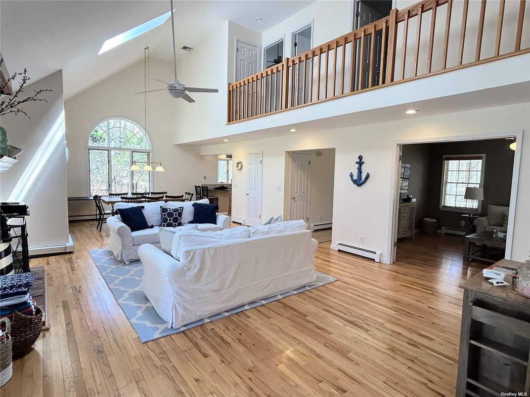 Dining room, Interior, Living room, Pendant Lights, Recessed Lighting, Wood Texture Flooring