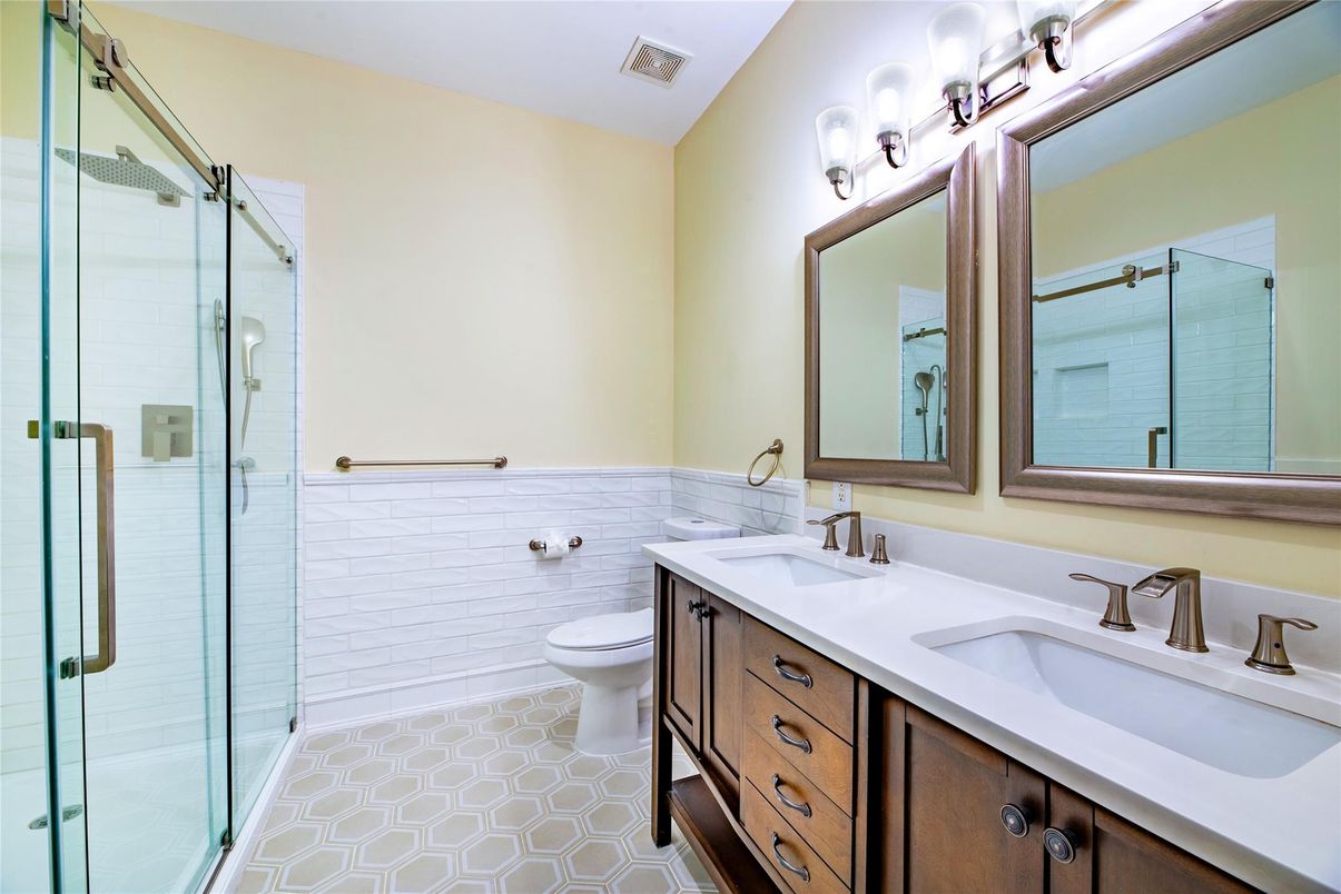 Bathroom, Dual Sink Vanities, Glass Shower, Interior