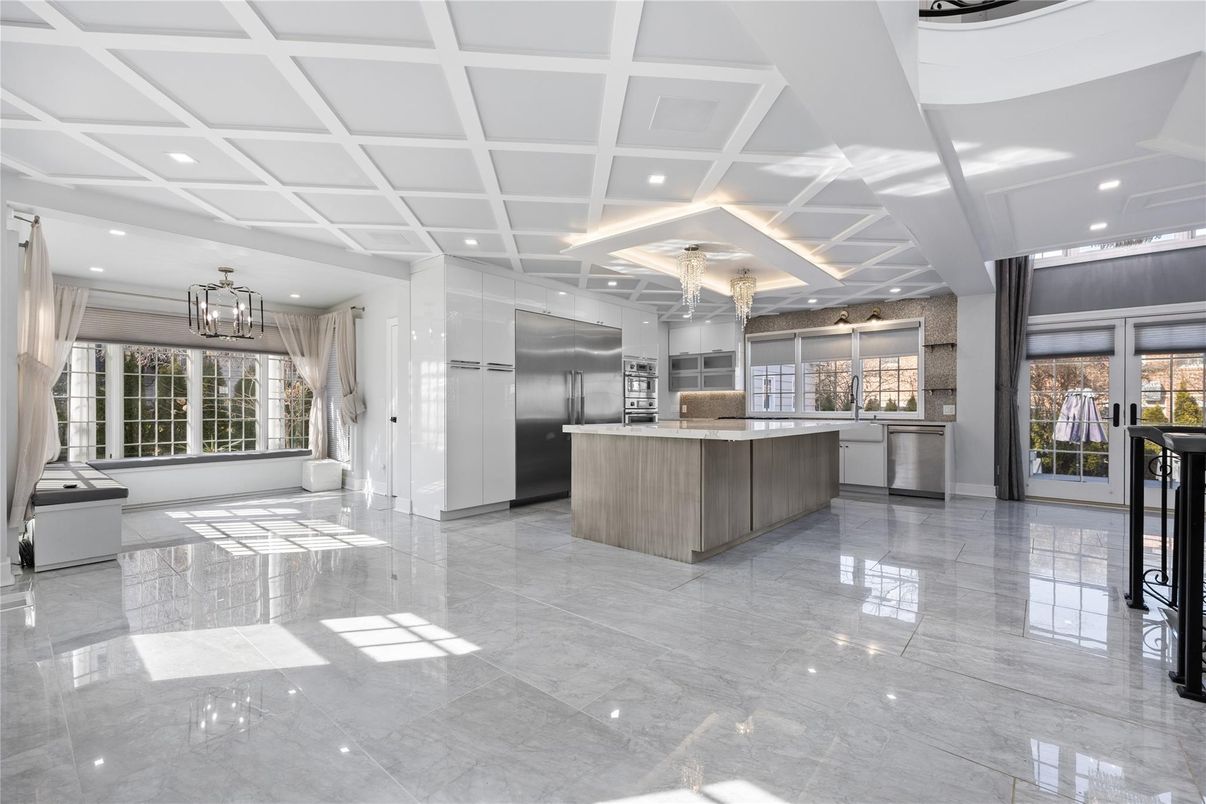 Chandelier, Interior, Kitchen, Pendant Lights, Recessed Lighting, Stainless Steel Appliances