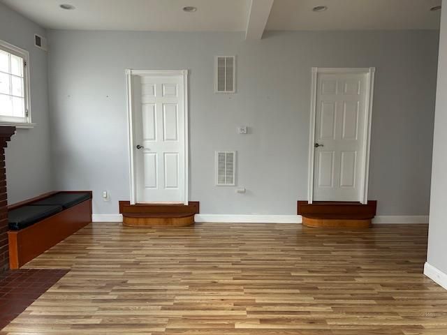 Fireplace, Interior, Recessed Lighting, Wood Texture Flooring