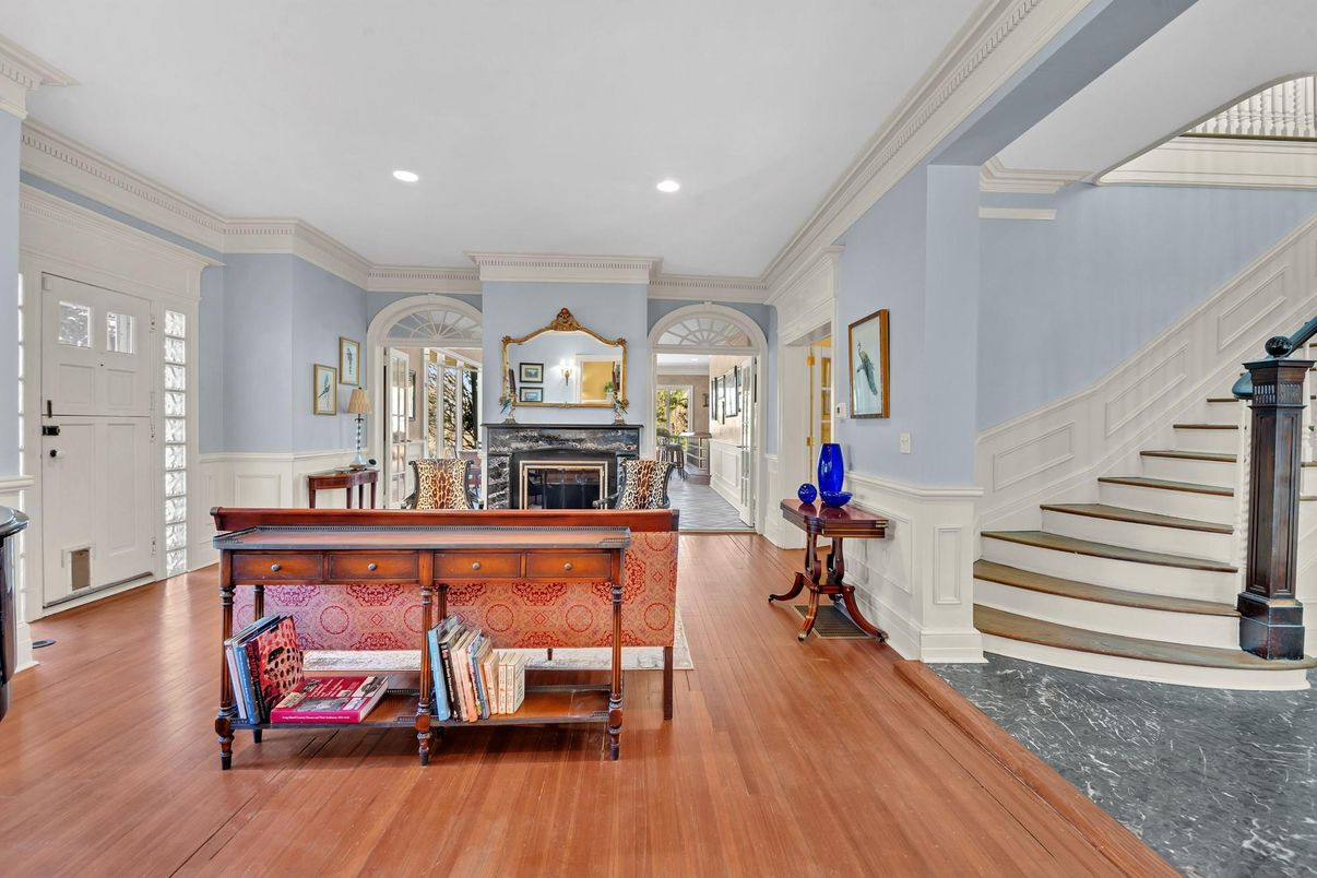 Fireplace, Interior, Recessed Lighting, Wood Texture Flooring