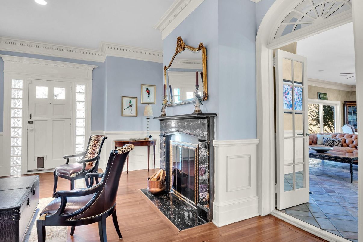 Fireplace, Interior, Recessed Lighting, Wood Texture Flooring